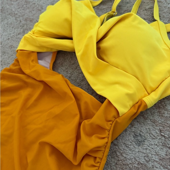 Yellow and Orange Women Swim One Piece swim suit - Picture 6 of 8